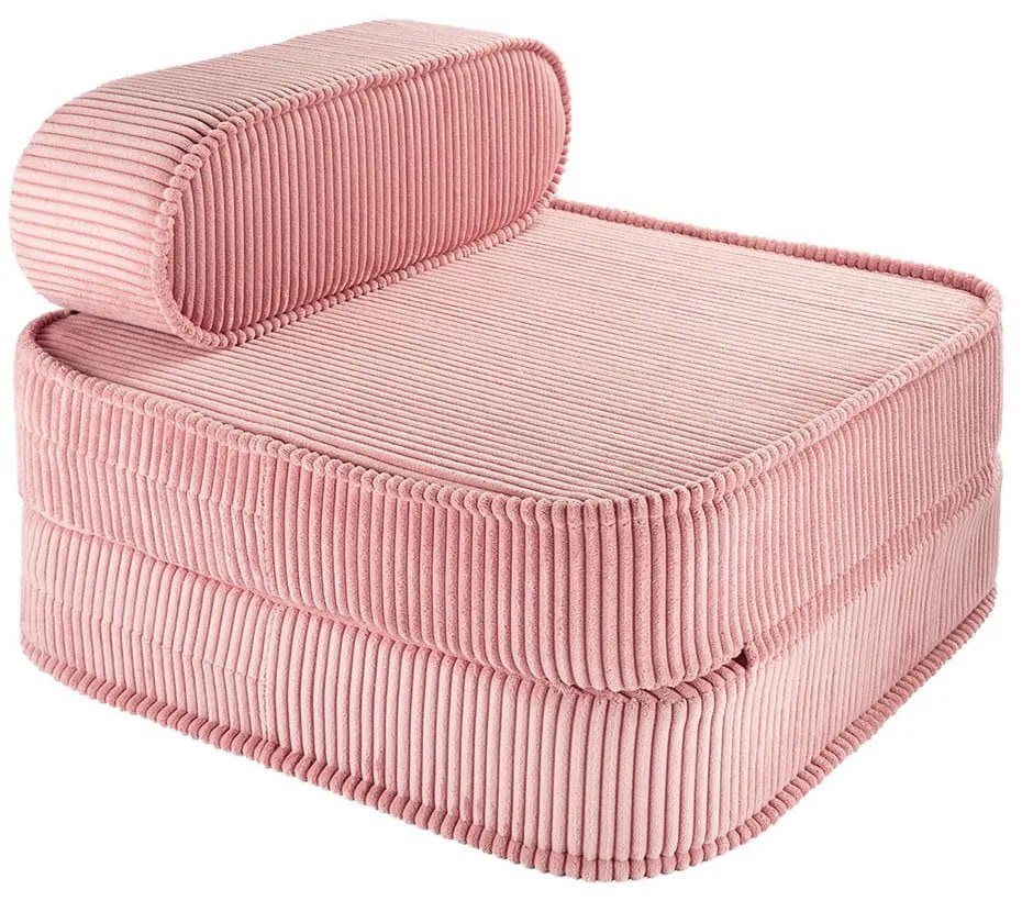 Rózsaszín kordbársony gyerek fotel Flip – Wigiwama