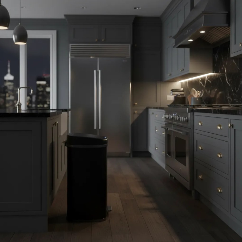 DEUS szenzoros hulladékgyűjtő, 58 literes, fekete Jurhan