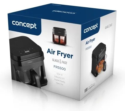 Concept FR5500 - Forró levegős sütő GLASS & FAST 5,5 l 1200W/230V fekete