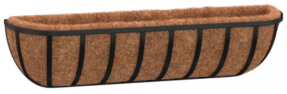 2 db fekete acél fali növénytartó kókusz béléssel 61x19x16 cm