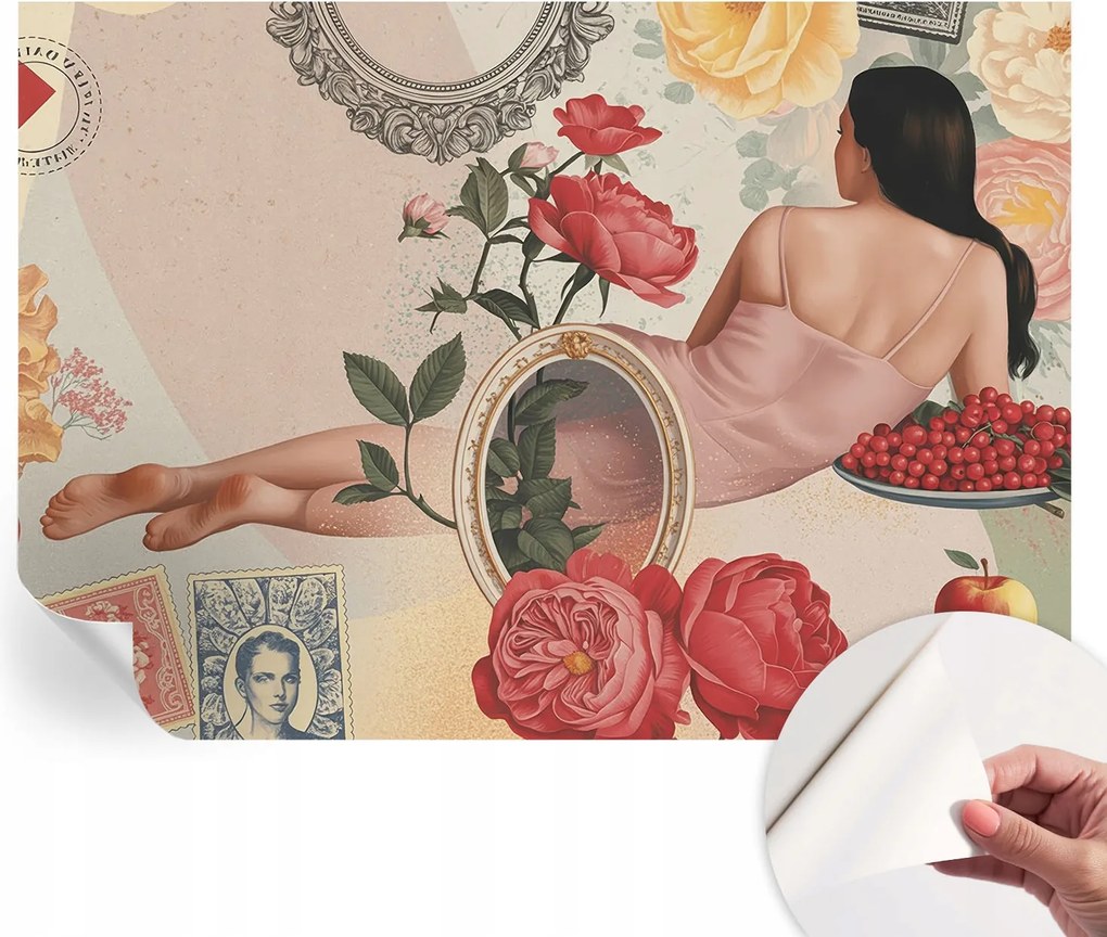 Öntapadós tapéta Fali furnér 3D hatás Virágos elegancia 312x219 cm