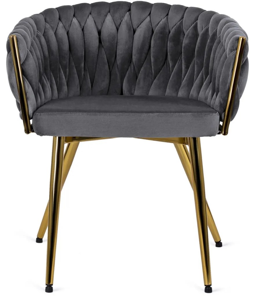 Scaun de sufragerie elegant cu tapițerie din catifea gri CAPRI