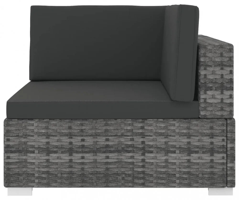 vidaXL 1 db szürke polyrattan moduláris sarokfotel párnákkal