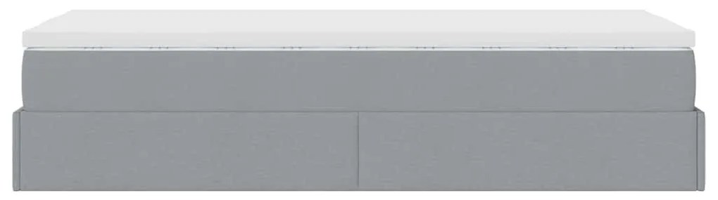 Ottomán ágykeret matraccal világosszürke 80x200cm szövet