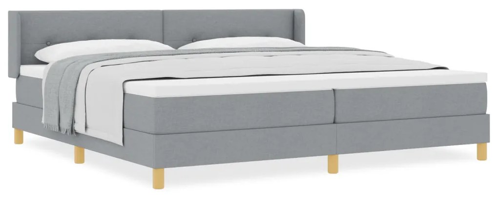 Boxspring Ágy Matracból, világosszürke - 200 x 200 cm Szövet
