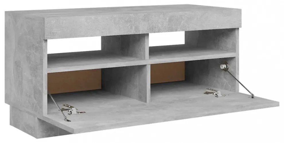 betonszürke TV-szekrény LED-lámpákkal 80 x 35 x 40 cm