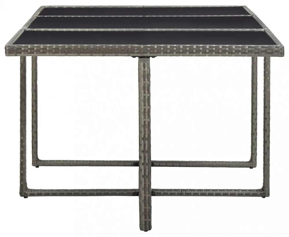 11 részes szürke polyrattan kültéri étkezőszett párnákkal