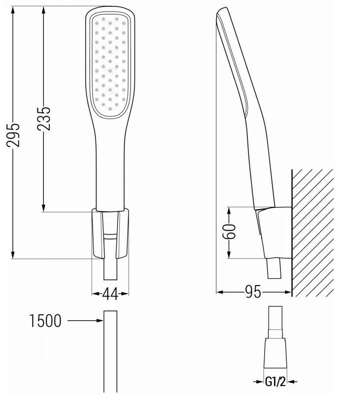 Mexen tartozékok - 1 pontos kézizuhany készlet R-49, fekete / arany, 785495052-75