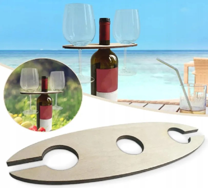 Bortartó Pohártartó Állvány Fából Készült