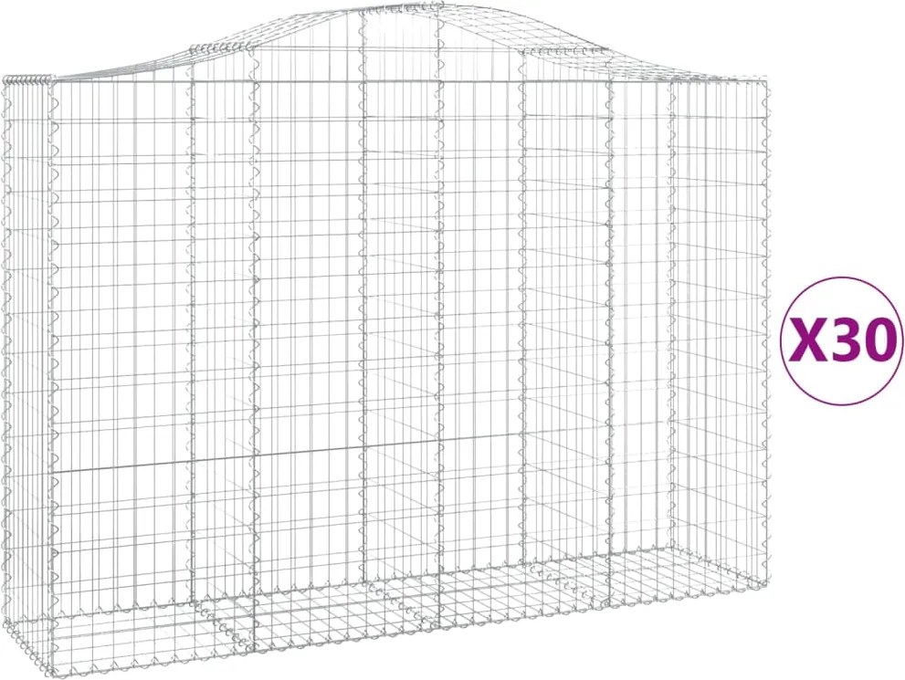 vidaXL 30 db íves horganyzott vas gabion kosár 200x50x140/160 cm