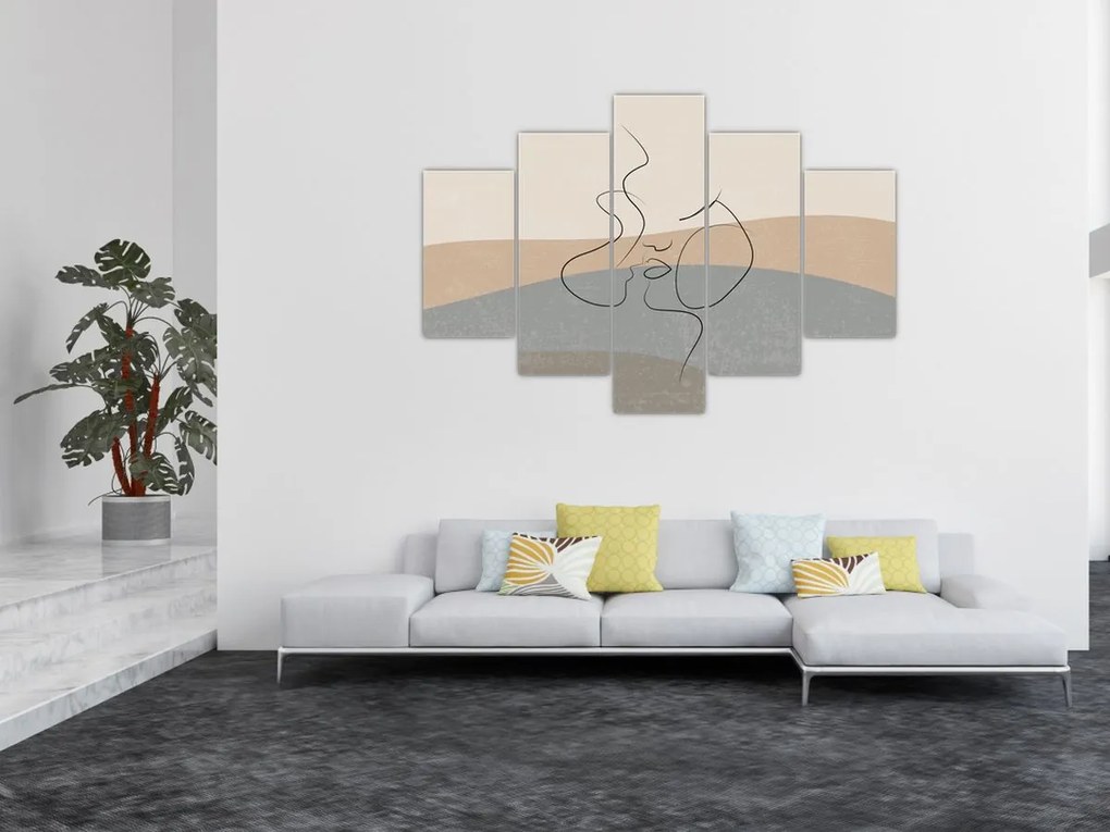 Kép - Line art csók (150x105 cm)