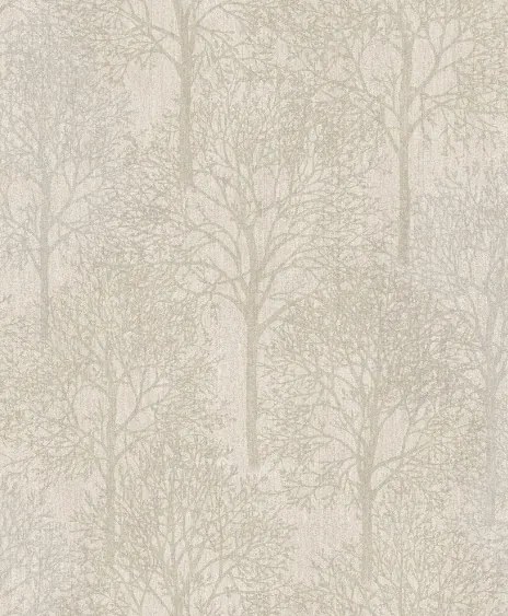 Fali tapéta fák, erdő, bézs A43802