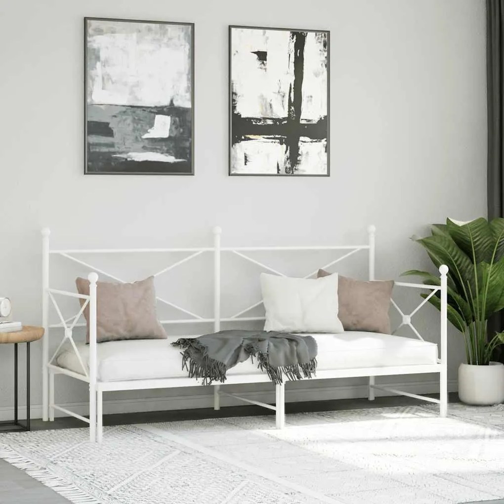 Daybed with Trundle without Mattress White 90x200 cm acél