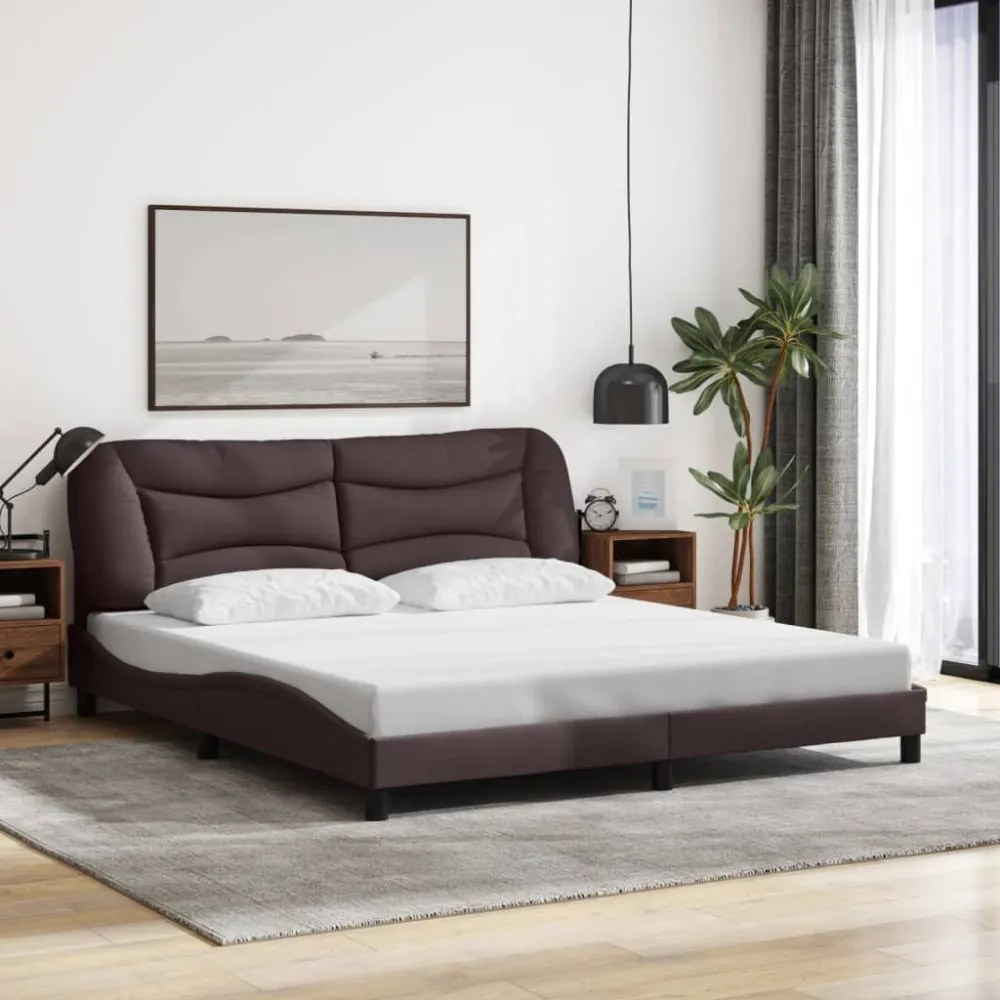sötétbarna szövet ágykeret LED-es matrac nélkül 180 x 200 cm