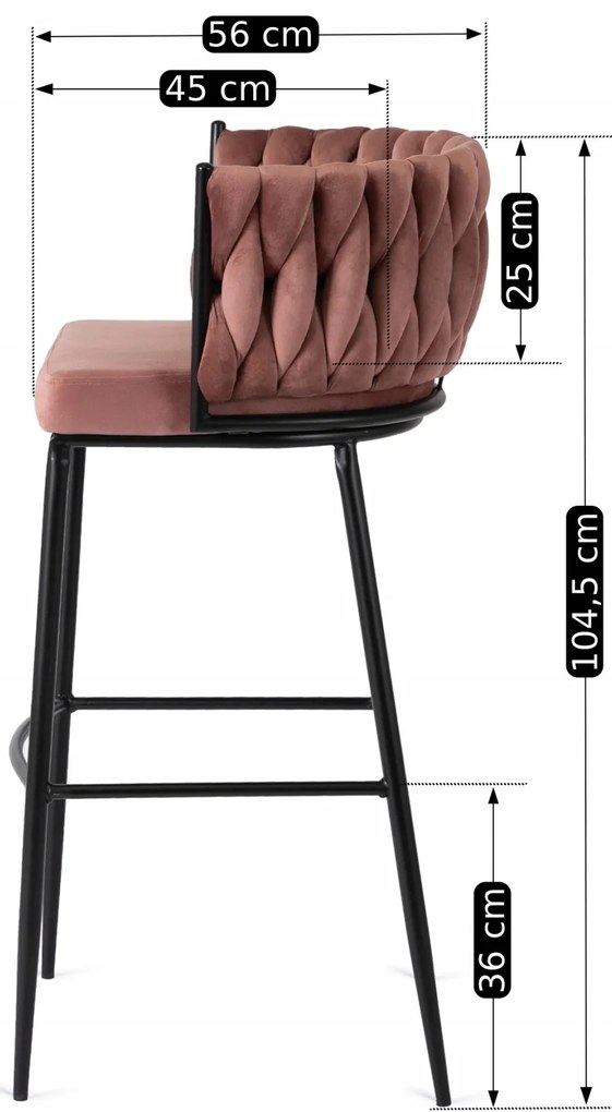 Elegáns Bárszék Rózsaszín Bársony Kárpittal. FLORES