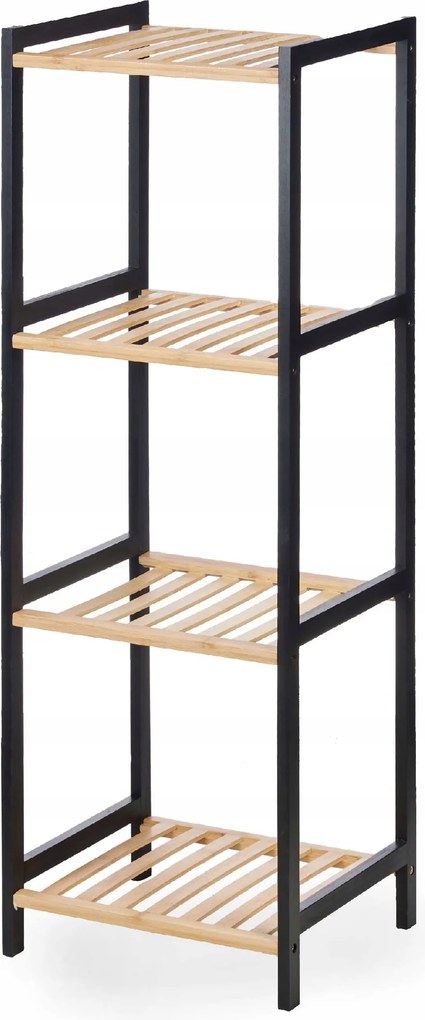 Keskeny Bambusz Könyvespolc 35X30X100 CM Fekete Bézs Square