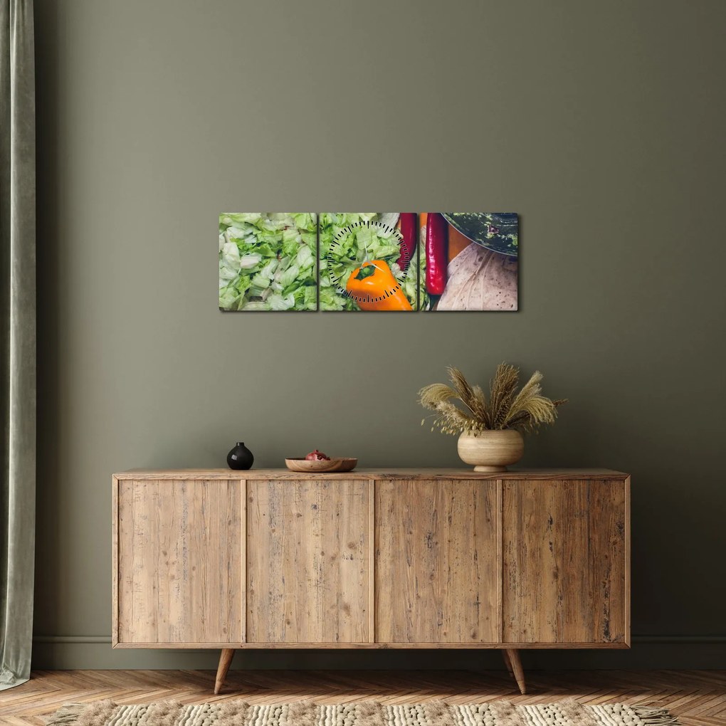 Zöldségek képe (órával) (90x30 cm)
