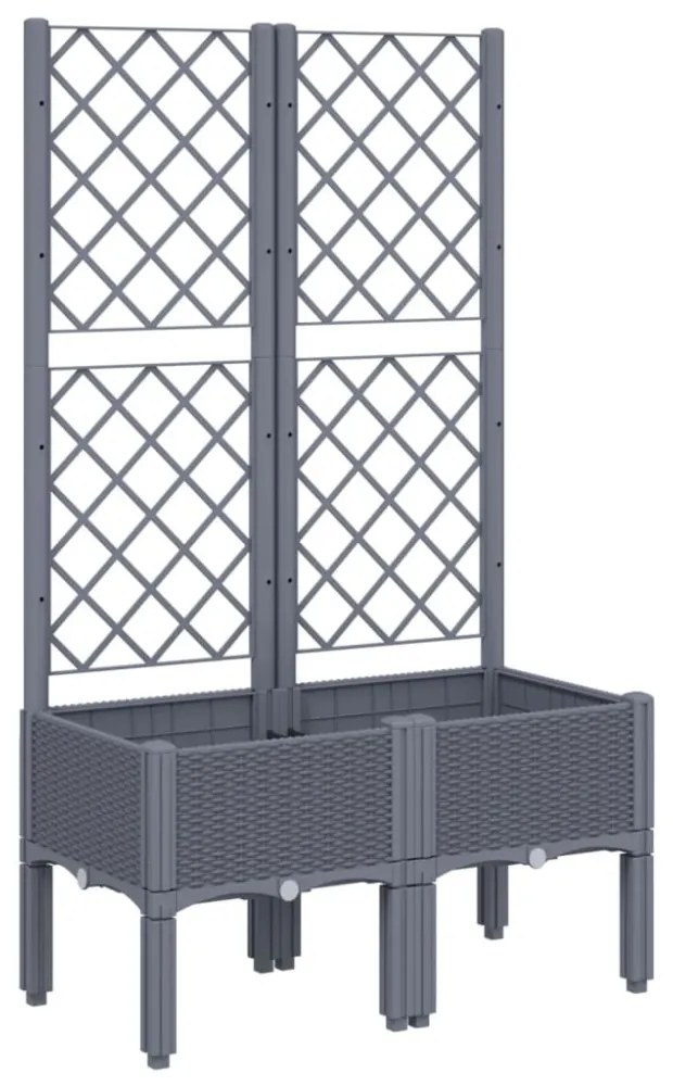 szürke PP rácsos kerti ültetőláda 80 x 40 x 142 cm