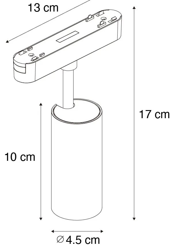 Modern fekete spotlámpa 1 fázisú sínrendszerhez 9W 3000K - Magnetic Gert