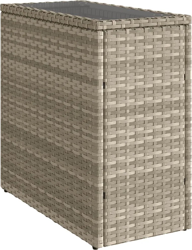vidaXL világosszürke polyrattan kerti kisasztal üveg lappal58x27,5x55cm