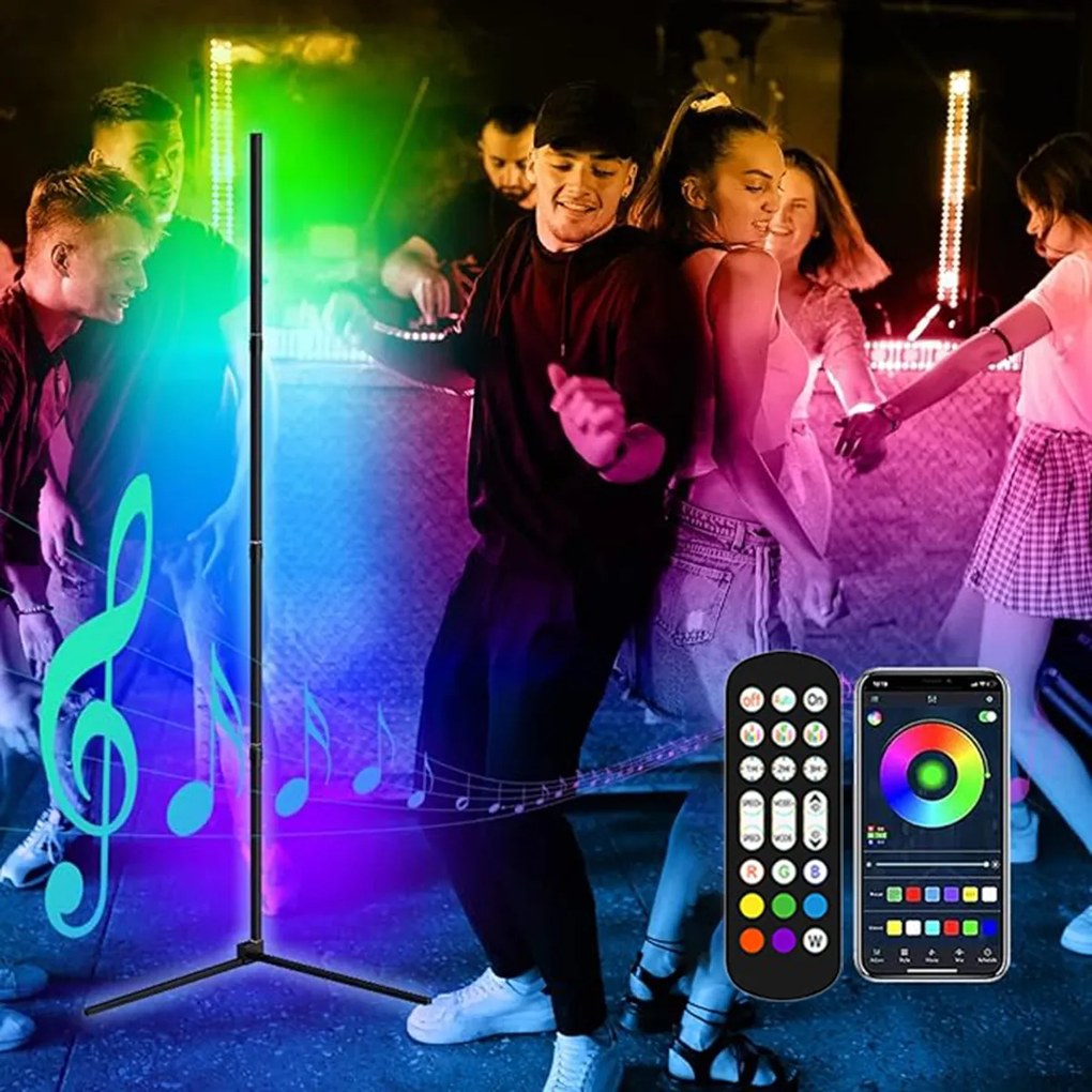 Álló Sarok lámpa Álló éjszakai Rgb Szivárvány hatás 3D Távirányító Alkalmazás