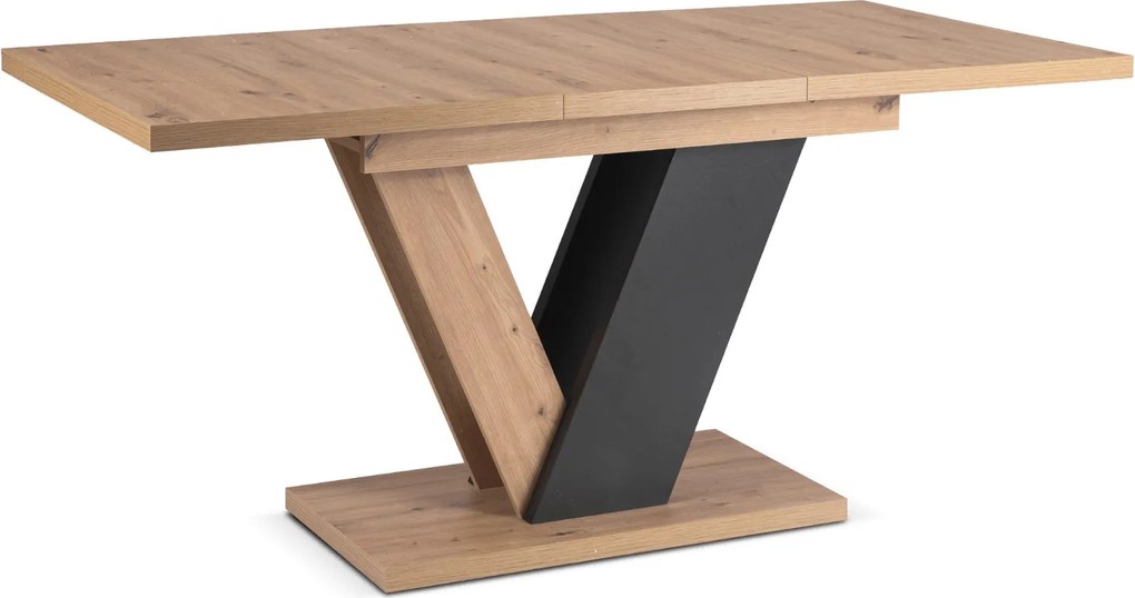 Kihúzható étkezőasztal 120–160 cm méretben, artisan tölgy/fekete színben CLARK