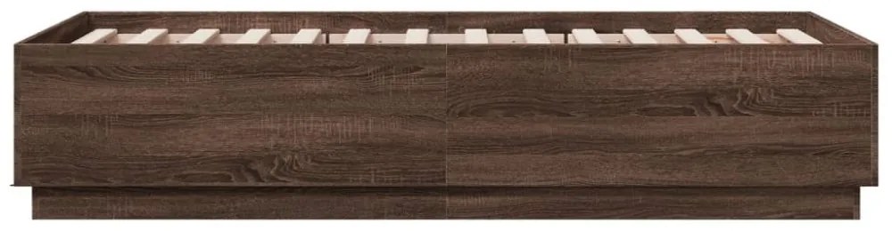 barna tölgyszínű szerelt fa ágykeret LED-del 75 x 190 cm
