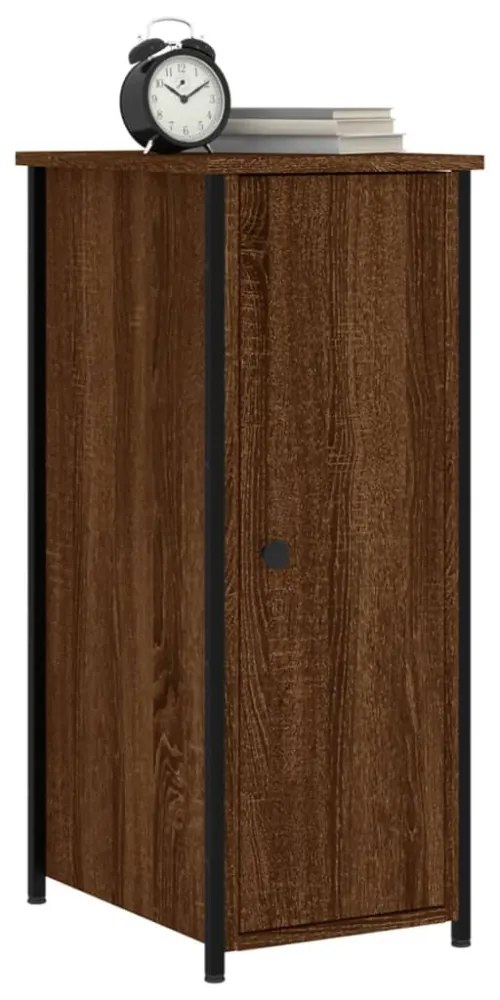 2 db barna tölgy színű szerelt fa éjjeliszekrény 32x42x80 cm