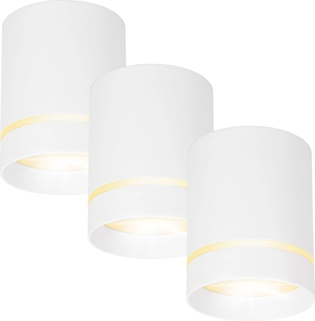 3X Falra szerelhető Led halogén spot lámpatest Tuba GU10 80x100 mm Fehér kerek