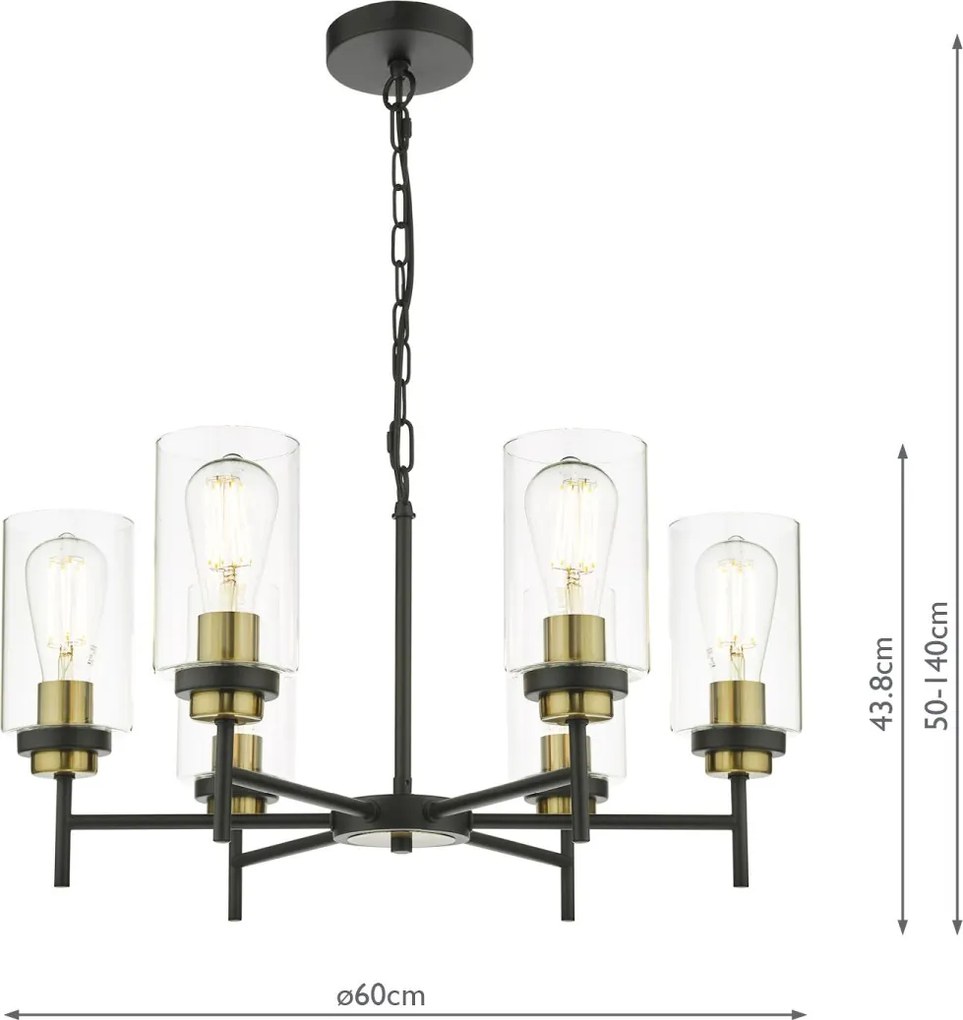 Dar Lighting vintage csillár abel fekete darabe0654