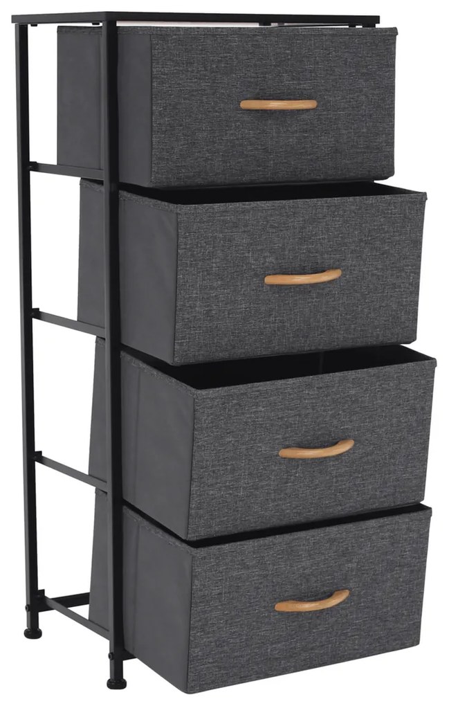 PALMERA szekrény szövet fiókokkal, fekete