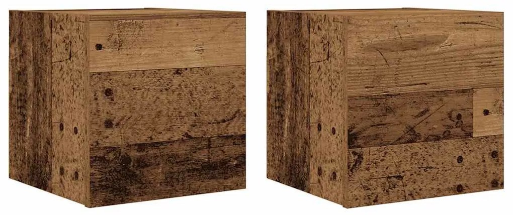 2 db antik fa színű falra szerelhető TV-szekrény 30,5x30x30 cm