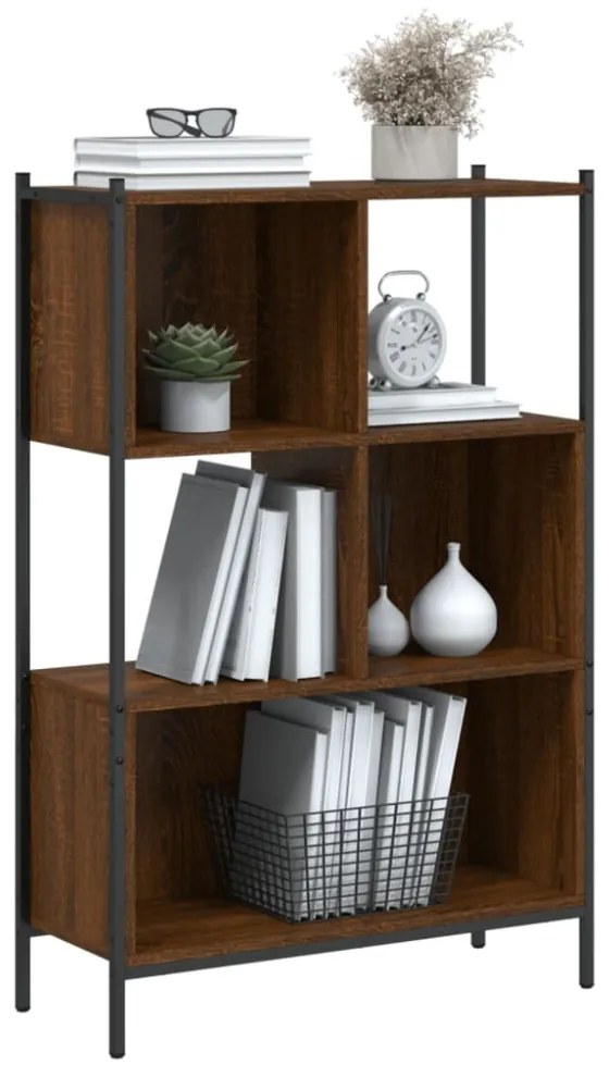 barna tölgy színű szerelt fa könyvszekrény 72x28x109 cm