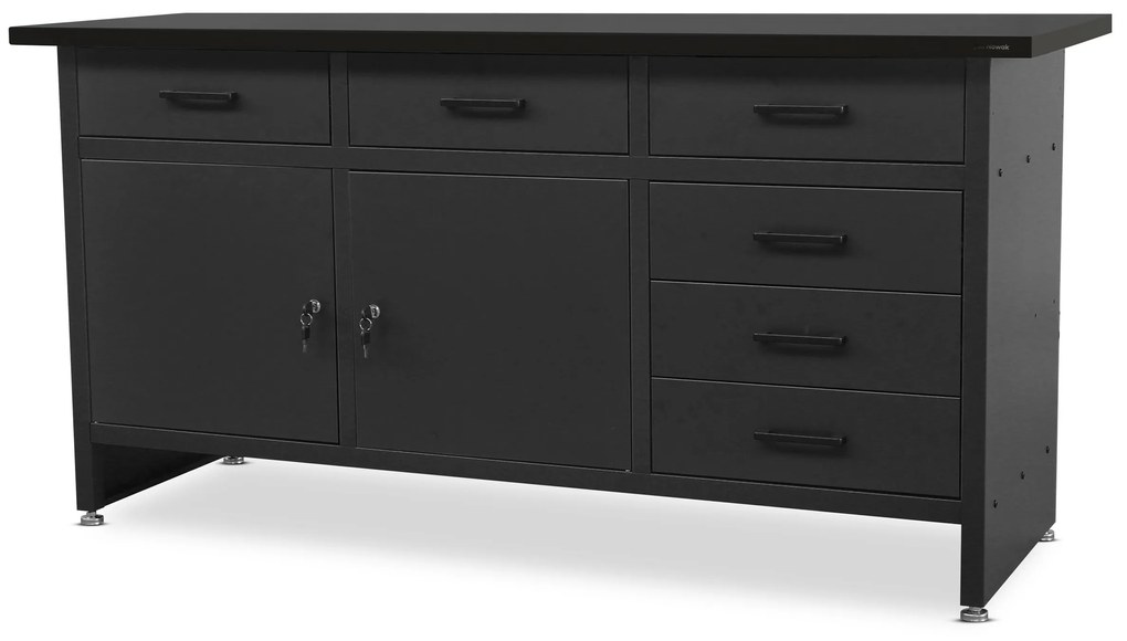 Munkaasztal HENRY, 1700 x 850 x 600 mm, All Black: fekete