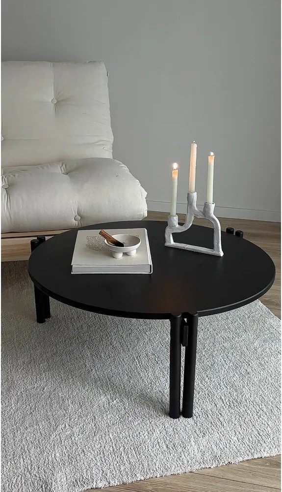 Fekete borovi fenyő kerek dohányzóasztal ø 80 cm Sticks – Karup Design