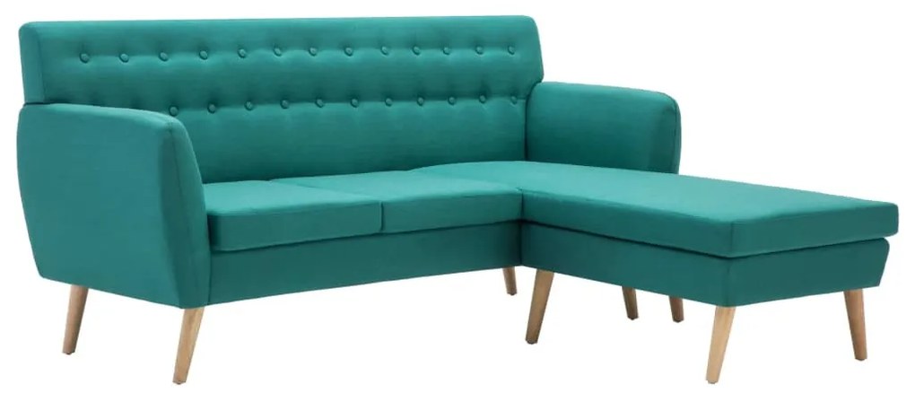 L-alakú zöld szövet kanapé 171,5 x 138 x 81,5 cm