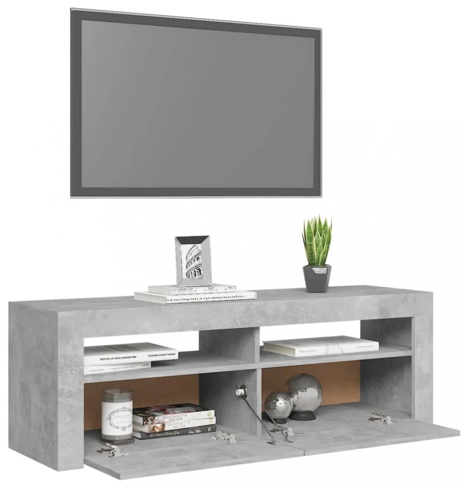 betonszürke TV-szekrény LED-világítással 120 x 35 x 40 cm