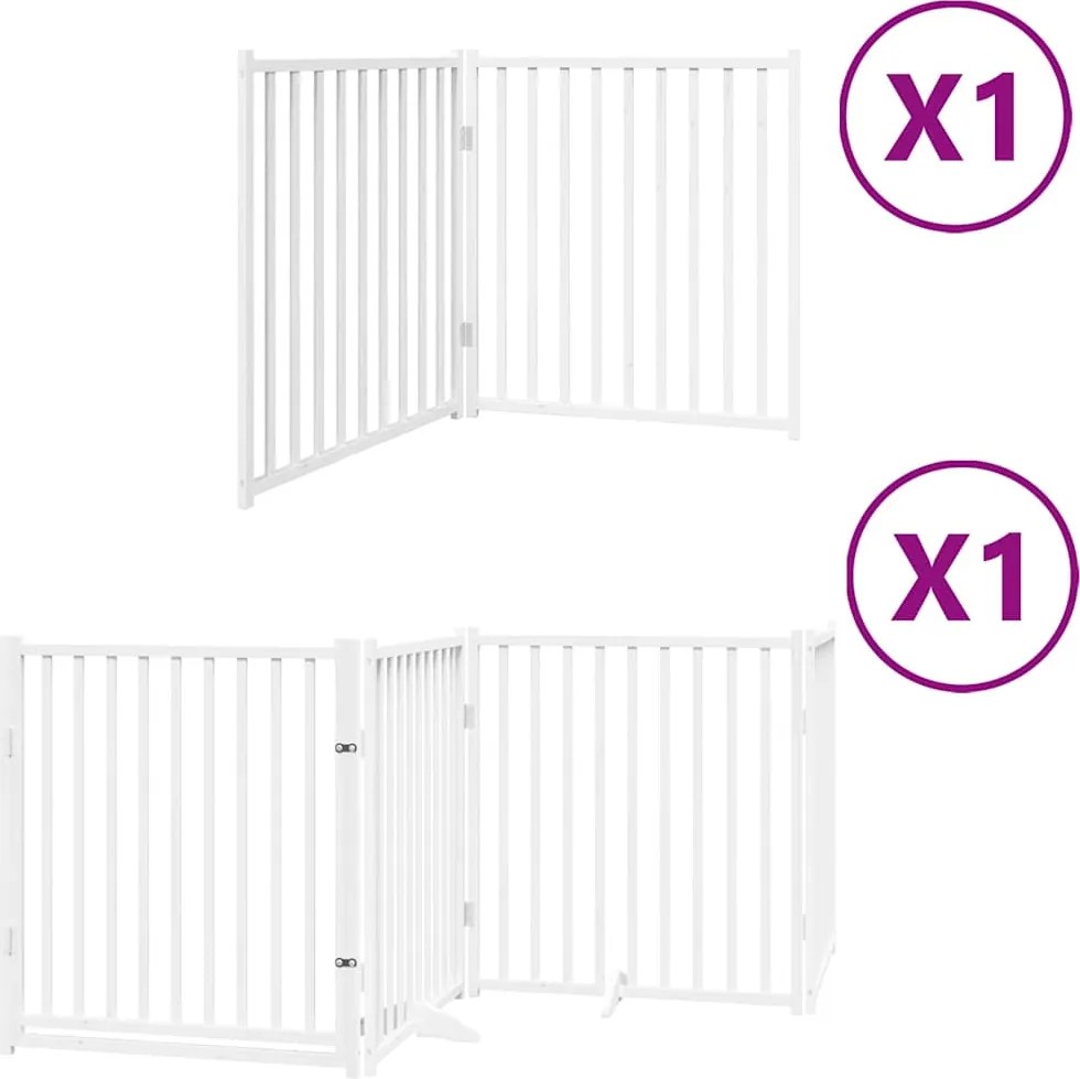 vidaXL fehér nyárfa 6 paneles összecsukható kutyakapu ajtóval 480 cm