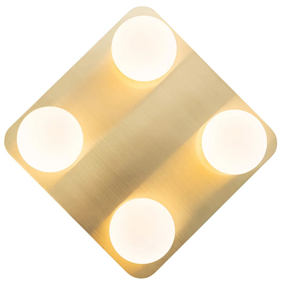 Modern fürdőszobai mennyezeti lámpa sárgaréz négyzet alakú 4-lámpás - Cederic