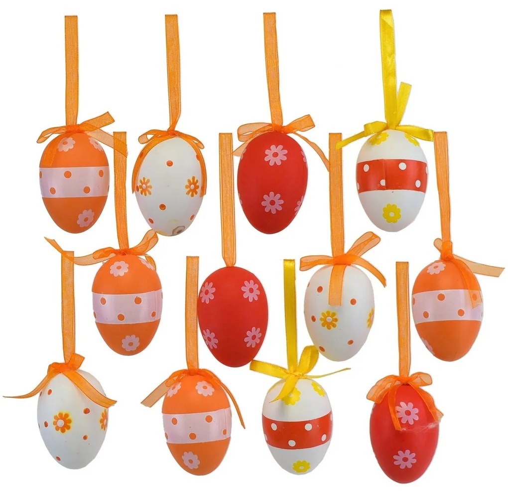 Kézzel festett tojások masnival, tasakban, 12 db,magasság 6 cm