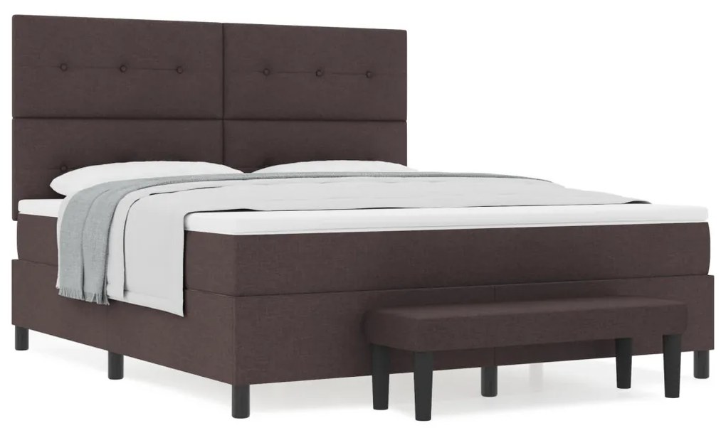 Boxspring ágy matraccal és paddal, sötétbarna, 180x200 cm szövet