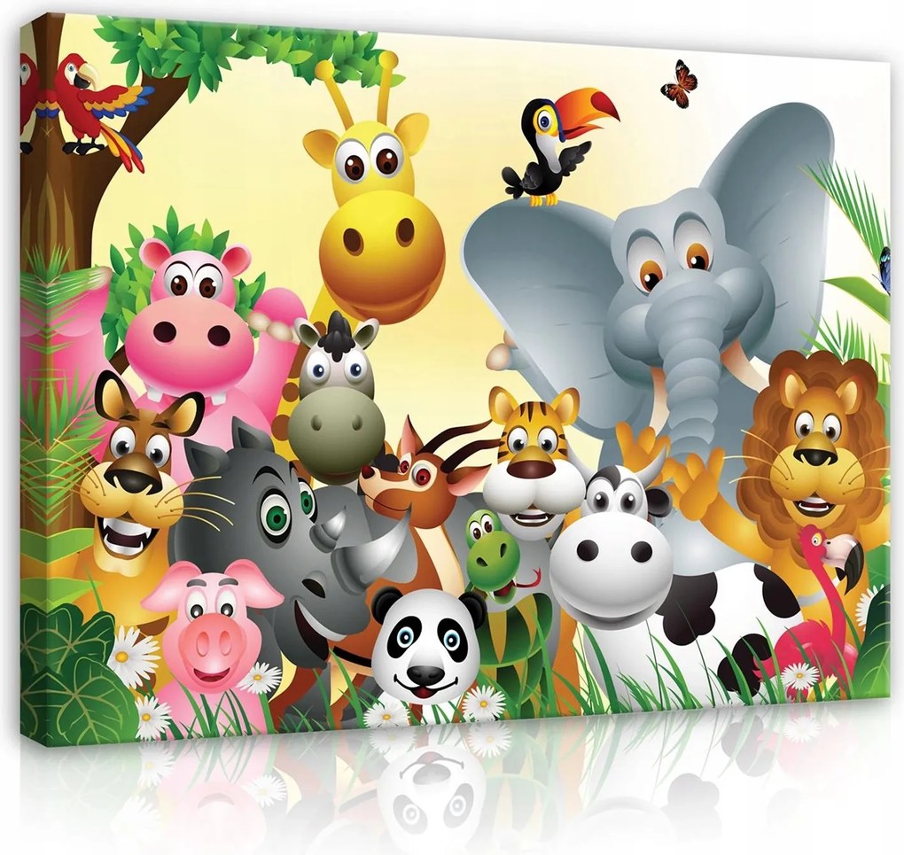 Vászonkép falikép sárga zöld dzsungel állatok 100 x 75