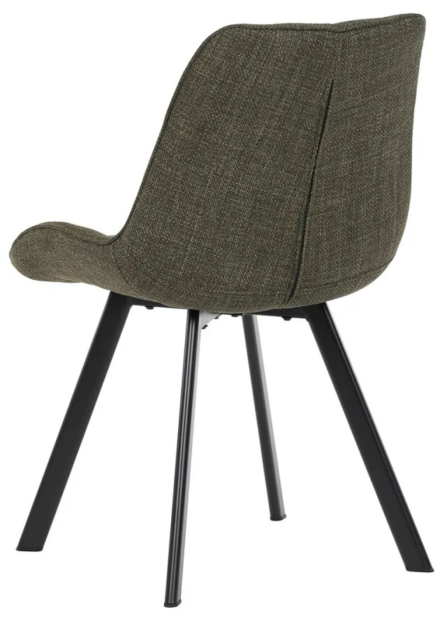 Scaun de dining tapițat cu țesătură verde și picioare metalice. HC-465