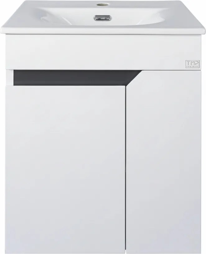 TMP VISION 55 fali függesztett fürdőszobai bútor - SKY E-8099-55 porcelán mosdóval - 55 x 46 cm