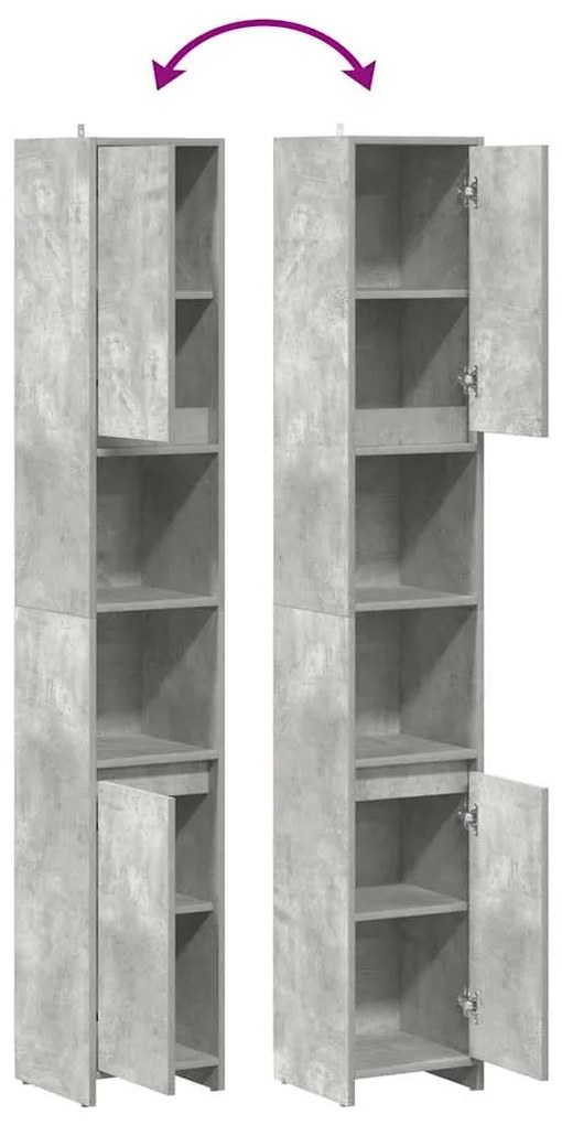 betonszürke forgácslap fürdőszobaszekrény 30 x 30 x 183,5 cm