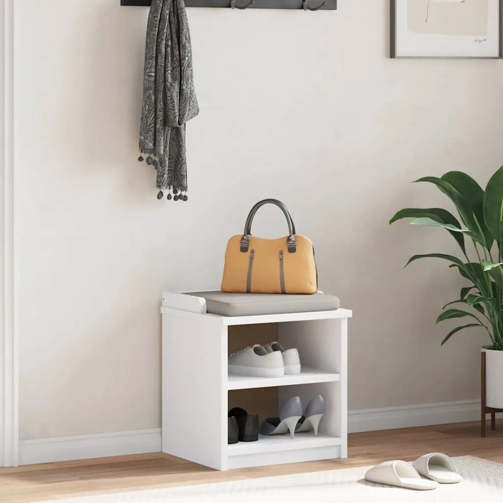 SANDNES fehér tömör fenyőfa előszobapad 45x40x50 cm