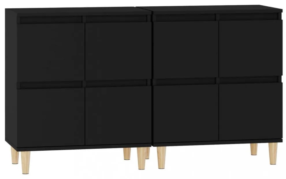 2 db fekete szerelt fa tálalószekrény 60 x 35 x 70 cm