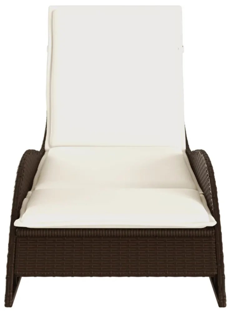 barna polyrattan napozóágy párnával 60x205x73 cm