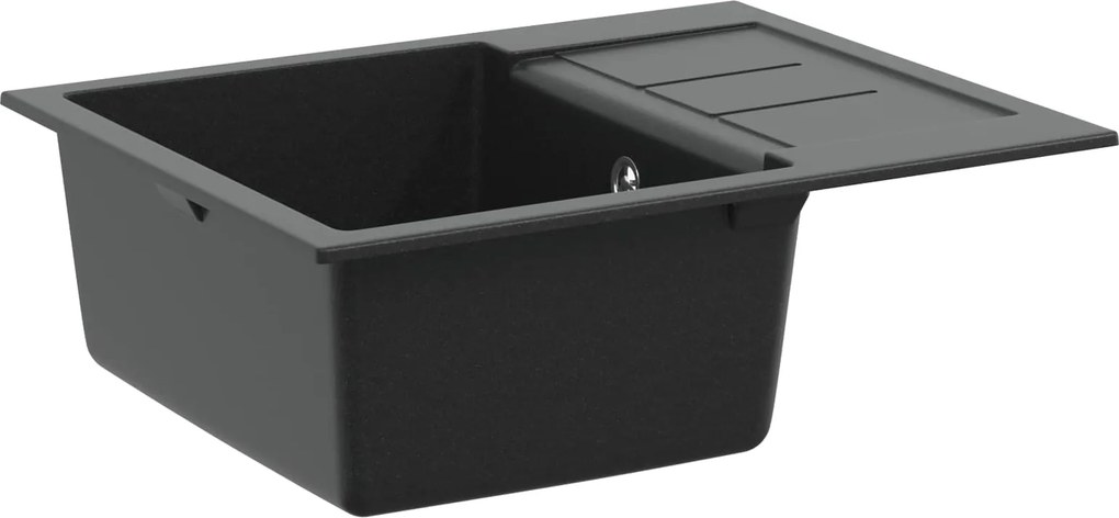 vidaXL Mosogató Fekete 620 x 500 mm 80% Kvarc és 20% Gyanta