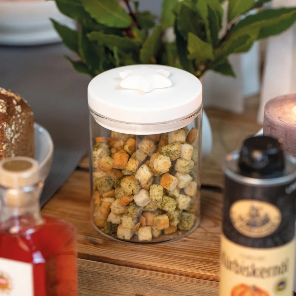 Üveg ételtároló STAR porcelán fedéllel
